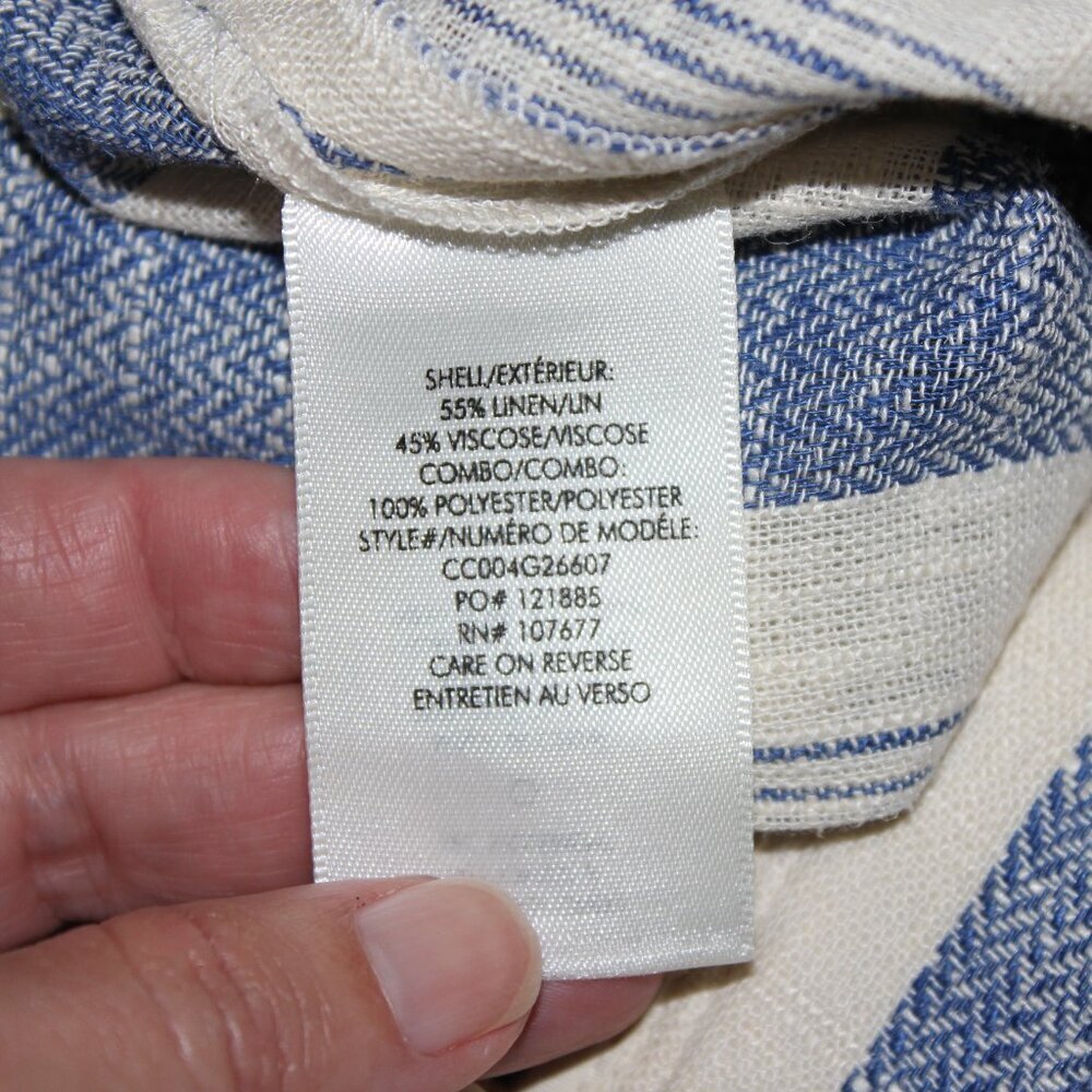 Alice & Olivia Womens Linen Blend High Waist Shorts Blue Striped Size 14 NWT - Picture 6 of 9